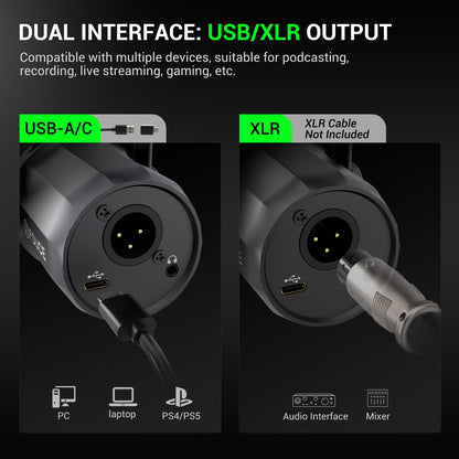 FDUCE SL40+ Dynamisches USB/XLR Mikrofon – Galgenarmständer Set