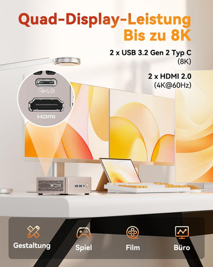 GEEKOM A5 Mini PC mit AMD Ryzen 5 7430U, 16 GB RAM, 512 GB SSD