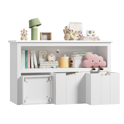 FOREHILL Kinderregal mit Boxen auf Rollen - Spielzeugaufbewahrung Weiss