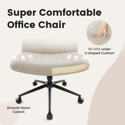 IWMH Bürostuhl Stoffpolsterung ohne Armlehnen - Beige