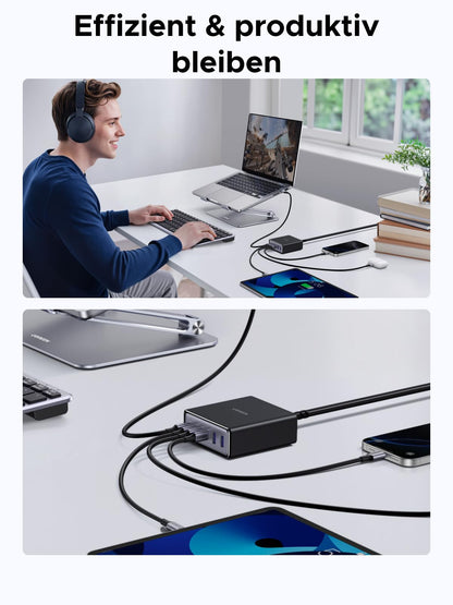 UGREEN 100W USB-C Ladestation 6-Port GaN Schnellladegerät