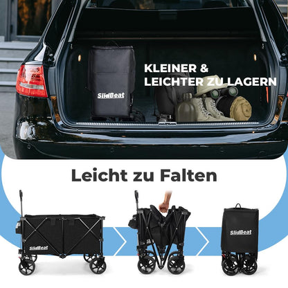 SLIDBEAT XXL Faltbollerwagen 220L/200KG – All-Terrain Räder