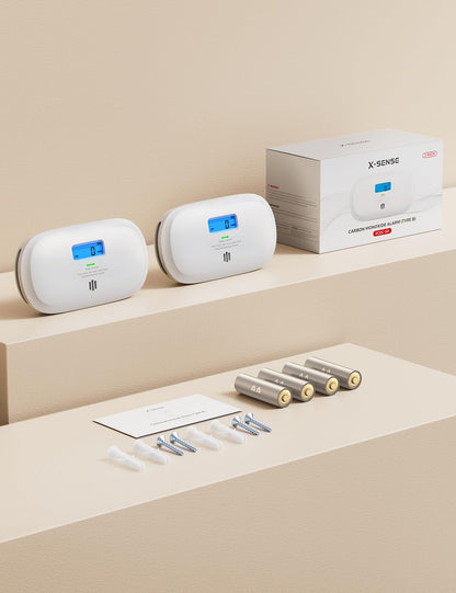X-Sense Kohlenmonoxid-Melder XC0C-SR, 10-Jahres-Sensor, 2 Stück
