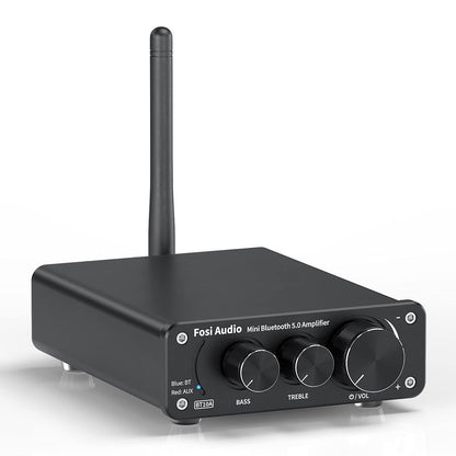 Fosi Audio BT10A Bluetooth 5.0 Stereo Verstärker 2 Kanal 50W, kompakter, schwarzer Verstärker zur Audioverstärkung für passive Lautsprecher.