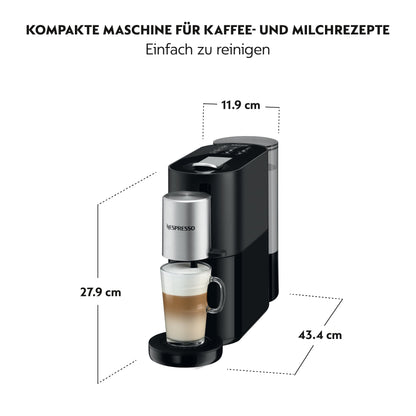 Nespresso Krups Atelier Kaffeemaschine mit Milchschäumer - XN8908 Schwarz/Silber