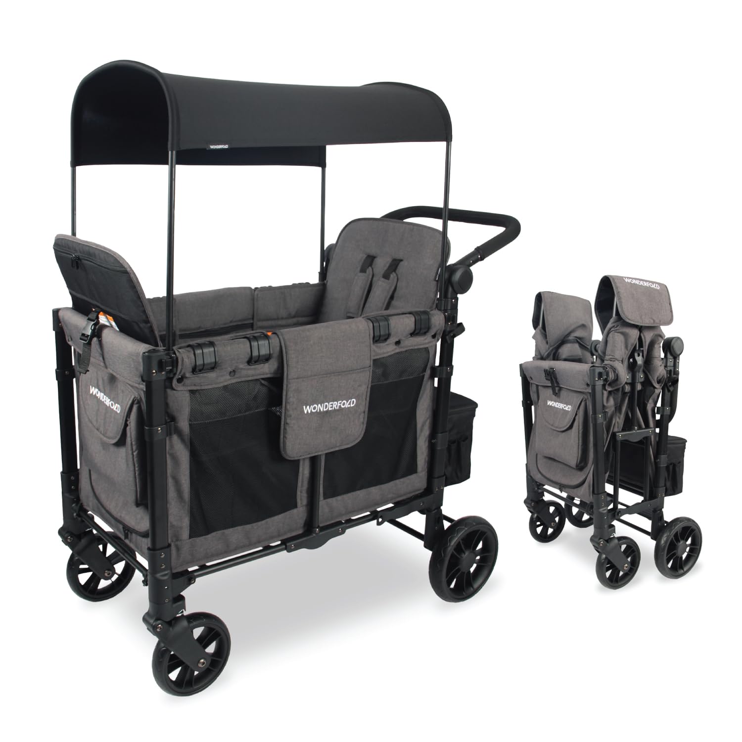 WonderFold W2 Elite KinderVan Bollerwagen - Charcoal Gray. Faltbarer Bollerwagen zum Transport von Kindern.