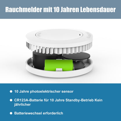 XINDUM SM01 Rauchmelder 4er-Set, 10-Jahres-Batterie, Magnethalter