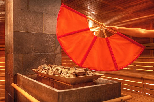 SAUNAGUT® Sauna-Aufgussfächer Mini – Orange-rot