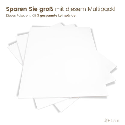 Elan Keilrahmen Leinwand – 90x120 cm 3er Set Baumwolle