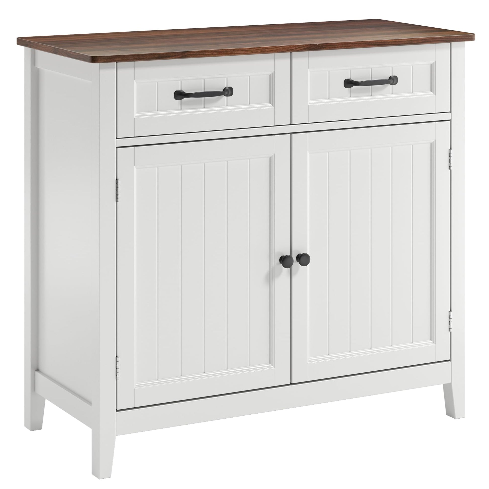 Bealife Küchenschrank Sideboard – Schubladen & Türen, Braun. Rechteckiges, braunes Sideboard mit Stauraum für Geschirr und Küchenutensilien.