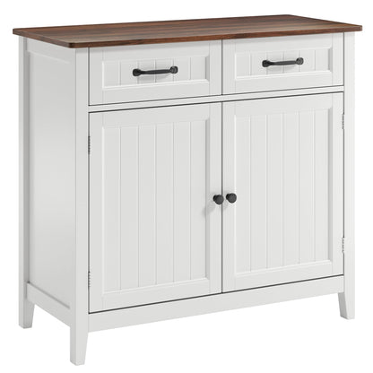 Bealife Küchenschrank Sideboard – Schubladen & Türen, Braun. Rechteckiges, braunes Sideboard mit Stauraum für Geschirr und Küchenutensilien.