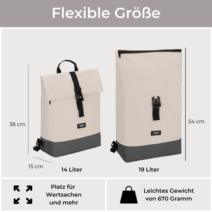 LARKSON Tammo Bike Gepäckträgertasche & Rucksack 2-in-1 Sand Grau
