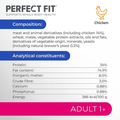 Perfect Fit Katzen-Trockenfutter Adult 1+ mit Huhn, 3 x 2,8 kg