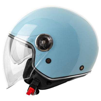 VINZ Arenas Motorrad Jethelm mit Doppelvisier - Hellblau