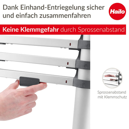 Hailo T80 FlexLine Alu-Sicherheits-Teleskopleiter - 13 Sprossen