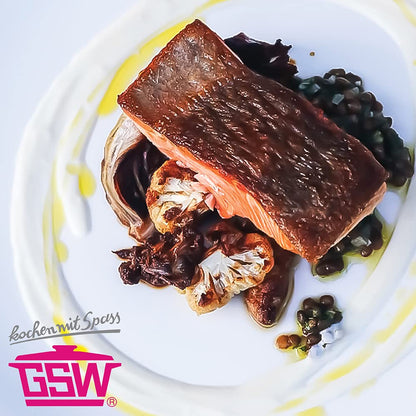 GSW Rechteckbräter Gourmet Aluguss mit Deckel und Grilleinsatz 8 L