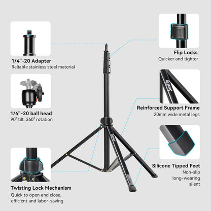SmallRig RA-S200 Lichtstativ 200 cm, tragbar, max. 4 kg