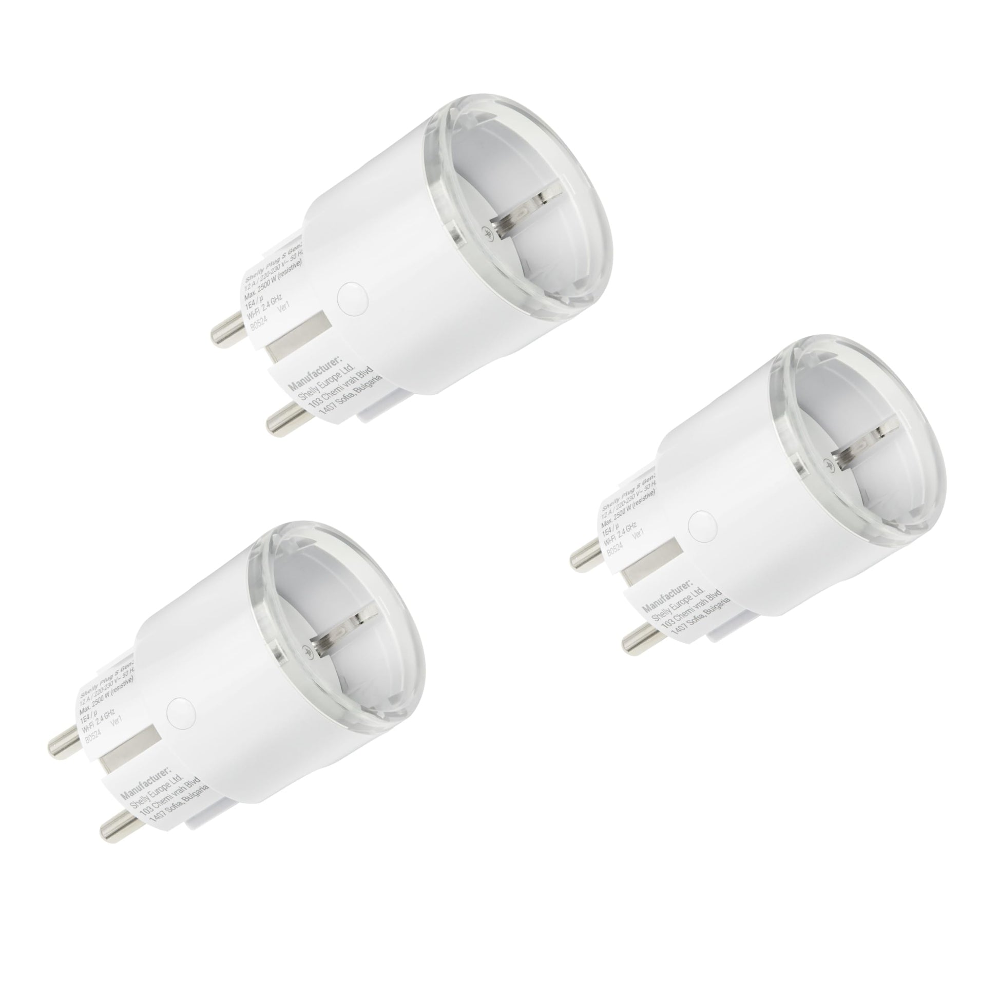 Shelly Plug S Gen3 WLAN-Steckdose mit Leistungsmessung, weiss, 3er-Set – kompakte Bauform mit LED-Anzeige