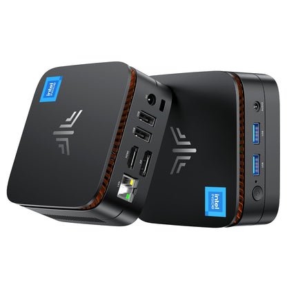 NiPoGi Essenx E1 Mini PC - Intel N150, 16GB/512GB, Win 11 Pro. Schwarzes, kompaktes Gehäuse für Office und Multimedia.