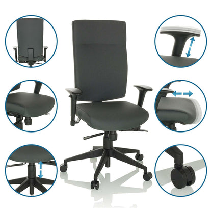 hjh OFFICE PRO-TEC 300 Profi Bürodrehstuhl Stoff Grau