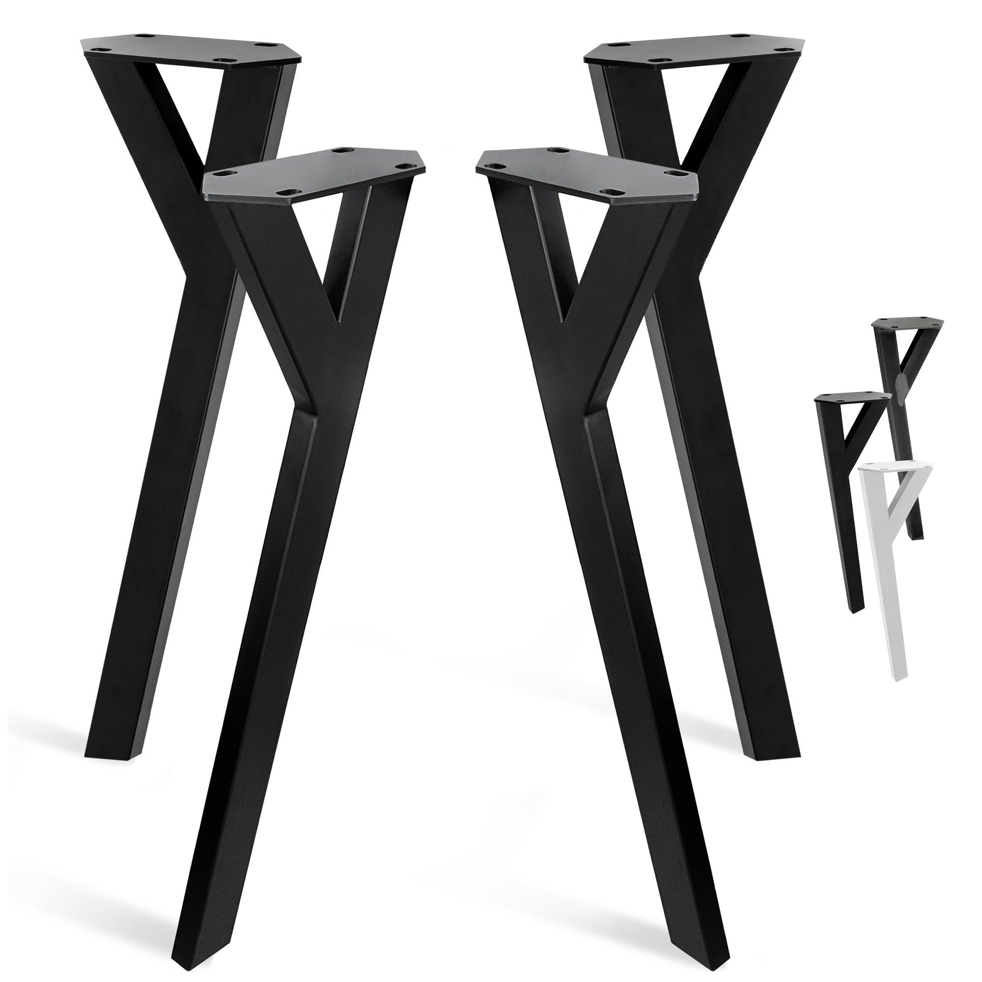 Natural Goods Berlin Y Legs Tischbeine 4er Set - Schwarz 72 cm. Schwarze Y-förmige Stahl-Tischbeine. Ideal für DIY-Möbelbau.
