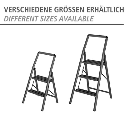 WENKO Compact Aluminium Klapp-Trittleiter - 3 Stufen Dunkelgrau