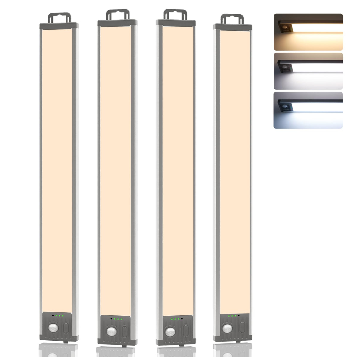 GOODEA LED Unterbauleuchte mit Bewegungssensor, 44,5 cm, 4er Set – längliche Leiste mit Magnetbefestigung