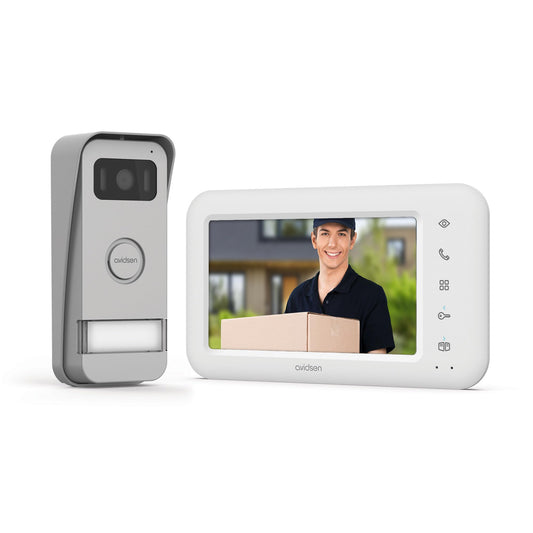 Avidsen Elia Smart Video-Türsprechanlage – 112292: Rechteckig, dunkelgrau, mit Kamera und Ruftaste für Video-Türkommunikation.
