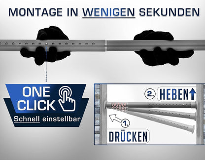 MEISENBERG Spannstange ohne Bohren, 260-310 cm, Grau, Ø 32 mm