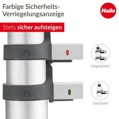 Hailo T80 FlexLine Alu-Sicherheits-Teleskopleiter - 13 Sprossen