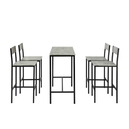 SoBuy OGT14-HG Bartisch Set 5-teilig mit 4 Hockern - Grau