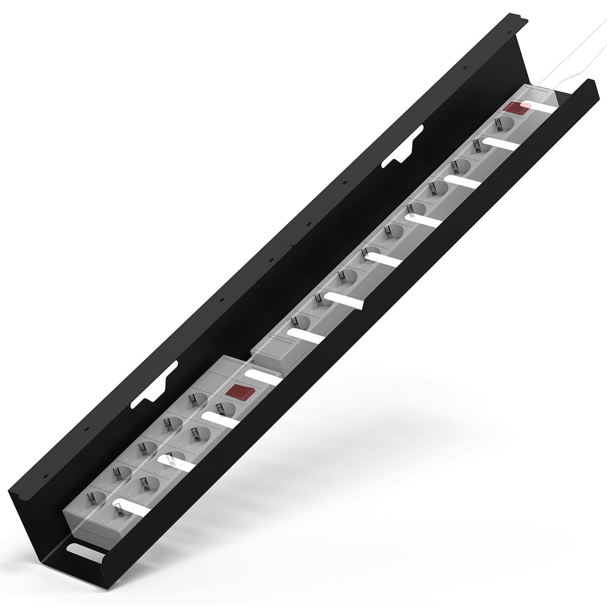 iVengo XL Kabelkanal Schreibtisch 2er Set 2x 50 cm schwarz – Kabelwanne aus pulverbeschichtetem Stahl