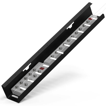 iVengo XL Kabelkanal Schreibtisch 2er Set 2x 50 cm schwarz – Kabelwanne aus pulverbeschichtetem Stahl