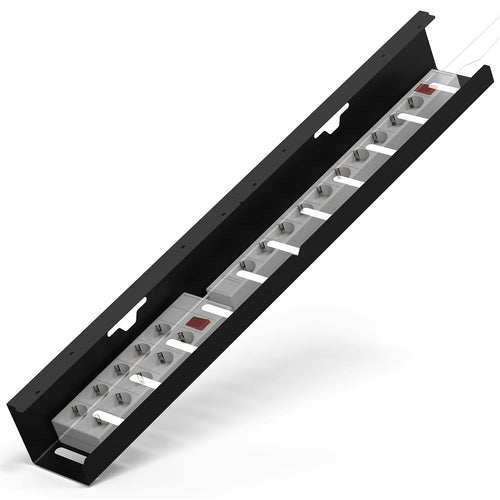 iVengo XL Kabelkanal Schreibtisch 2er Set 2x 50 cm schwarz – Kabelwanne aus pulverbeschichtetem Stahl