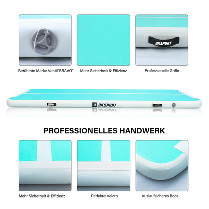 AKSPORT Air Track Tumblingmatte aufblasbar – doppelt mintgrün