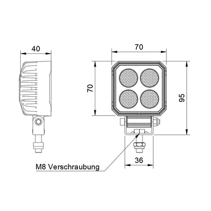 LED-MARTIN® RS1700 LED-Rückfahrscheinwerfer eckig 1700lm 12/24V