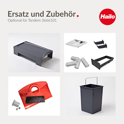 Hailo Tandem 3666101 Einbau-Abfallsammler – 2x15L, Dunkelgrau