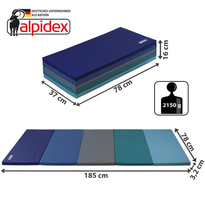 ALPIDEX Turnmatte klappbar 185 x 78 x 3,2 cm Gymnastikmatte blau