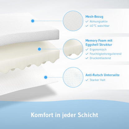 Third of Life AERO Topper 70x200 cm Memory Foam mit Mesh-Bezug
