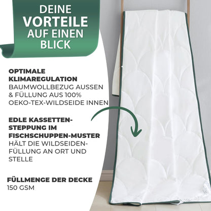 Welldora Sommerdecke 200x200 cm mit kühlender Wildseide-Füllung