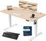 JUMMICO Schreibtisch elektrisch höhenverstellbar 140x60 cm Beige mit T-förmigen Stahlbeinen