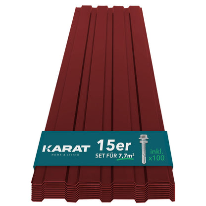 KARAT Trapezblech 115 x 45 cm, 15 Stück, verzinkter Stahl, Rot
