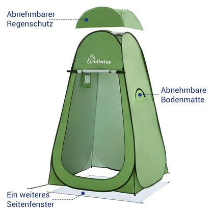 WolfWise Pop-Up Duschzelt Umkleidezelt mit Boden UV-Schutz 50+ Grün