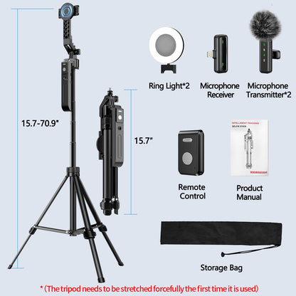 yAyusi Vlogging-Kit C19, Handy-Stativ mit Licht und Mikrofon