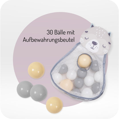 MoMi Pastel Spielbogen mit Krabbelmatte 3-in-1 und Bällchenbad