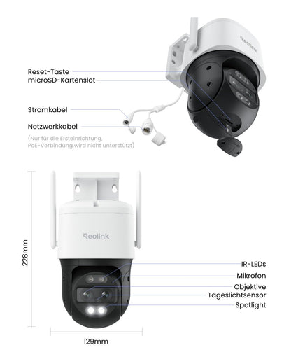 Reolink TrackMix WiFi 4K PTZ Überwachungskamera für aussen
