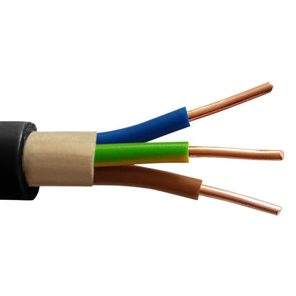 OKSI Erdkabel NYY-J 3x1,5 mm² 25 m Kupfer Elektrokabel Schwarz