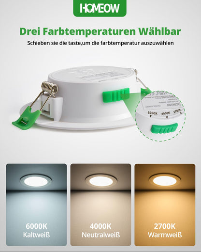 **HOMEOW 20er Set LED Einbaustrahler dimmbar 7W IP44 – wählbar**