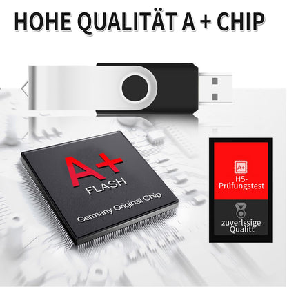 AreTop USB Stick 8GB 10 Stück USB 2.0, 360 Grad drehbar, Schwarz