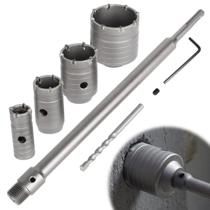 awagas Bohrkronen Set 6-teilig SDS Plus Kernbohrer Beton 30-68 mm aus Stahl mit Verbindungsstange und Zentrierbohrer